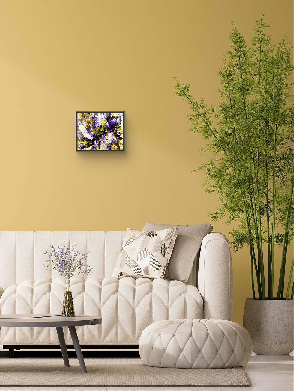 Thumbnail: Original abstract acrylic painting “ Passion Fruit Flower” by Hanz Human, expressive contemporary artwork in living room