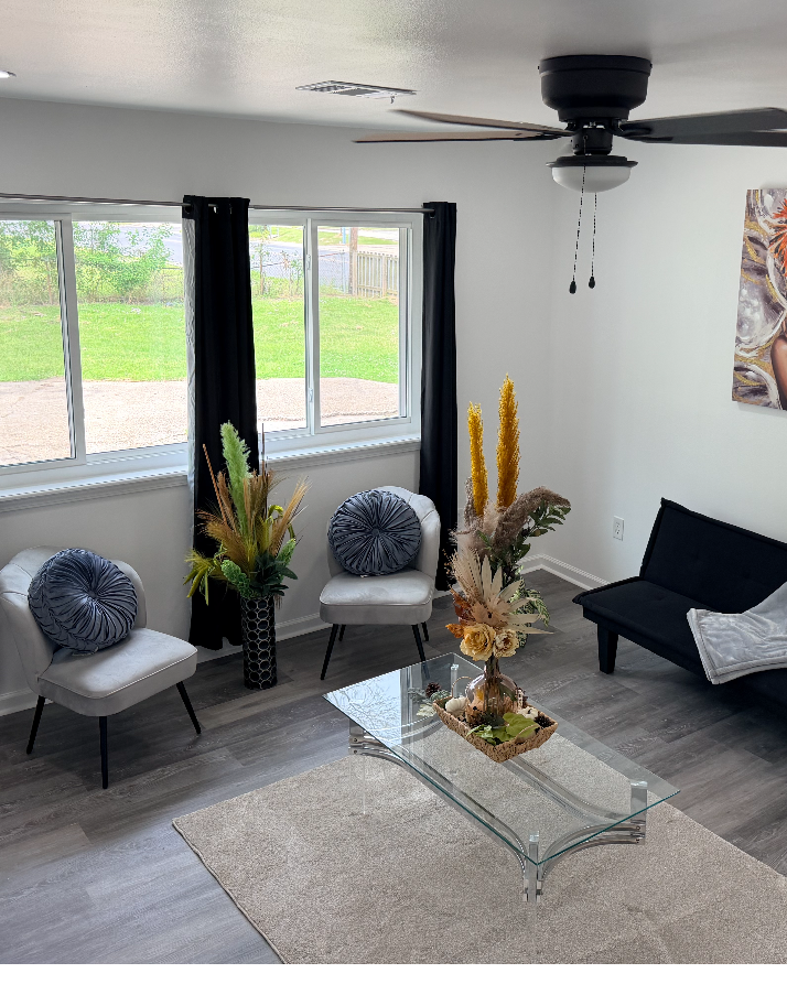 Modern furnished living room for students