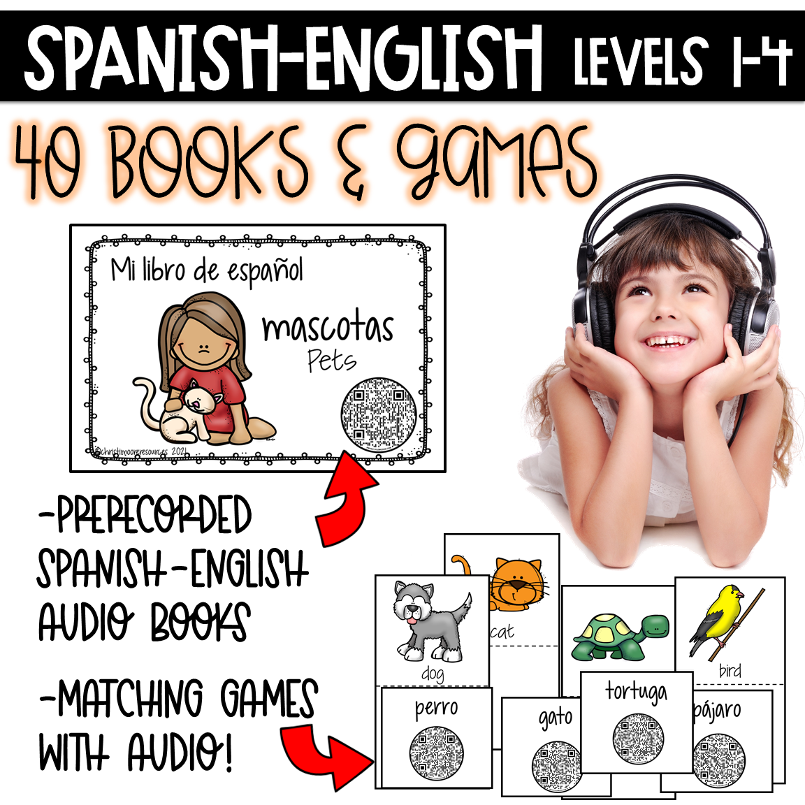Bundle Spanish-English Books & Games Levels 1-4
