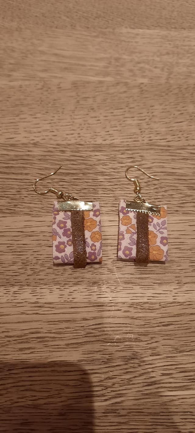 Boucles d'oreilles tissus et cuir