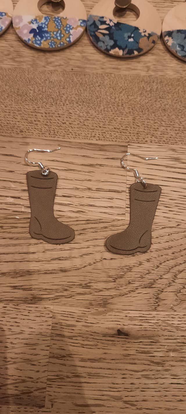 Boucles d'oreilles bottes en cuir