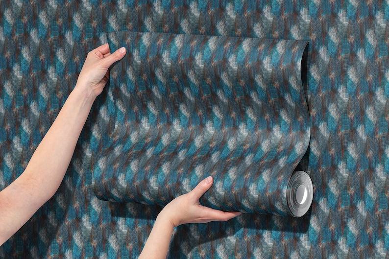 Thumbnail: Indigo Abstract: Blue & Beige Bedroom Wallpaper, Peel & Stick