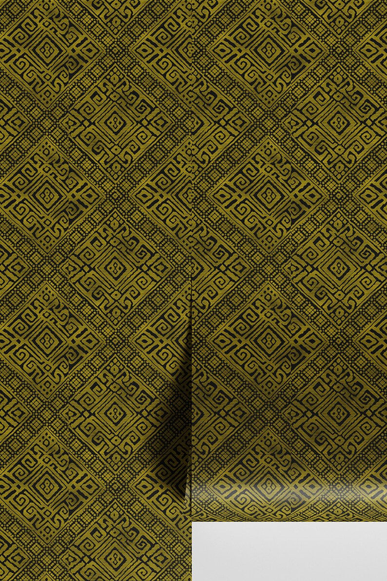 Thumbnail: Honeycomb Ethnic Black & Yellow Bed Room Wallpaper, Traditional Peel & Stick