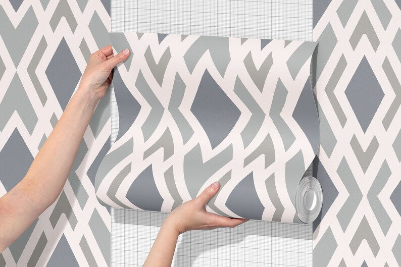 Thumbnail: Iceberg Imprints Blue & White Bedroom Wallpaper, Geometric Peel & Stick