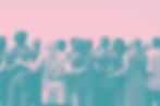 a black and white image of a bunch of men and women of all cultures, colors and races fac