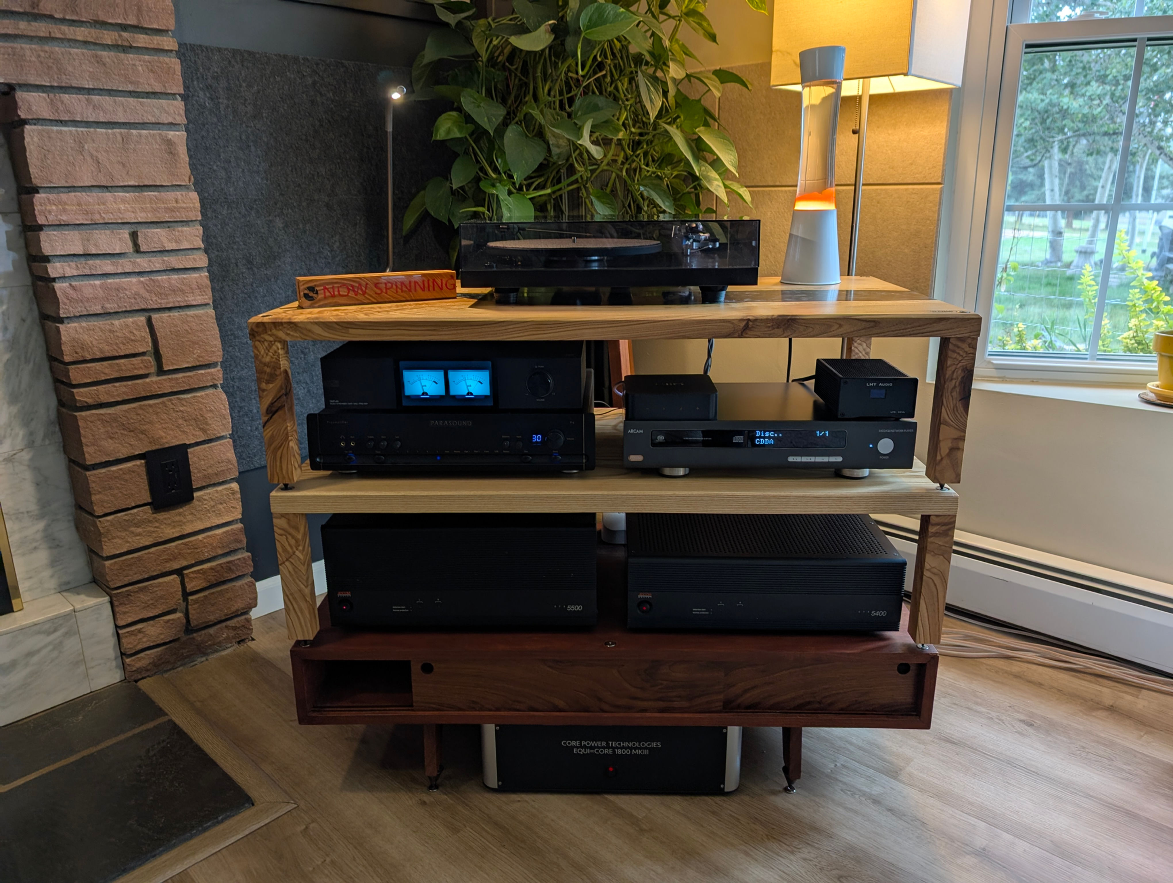 Audio Rack, Isolation. Solid Hardwood
