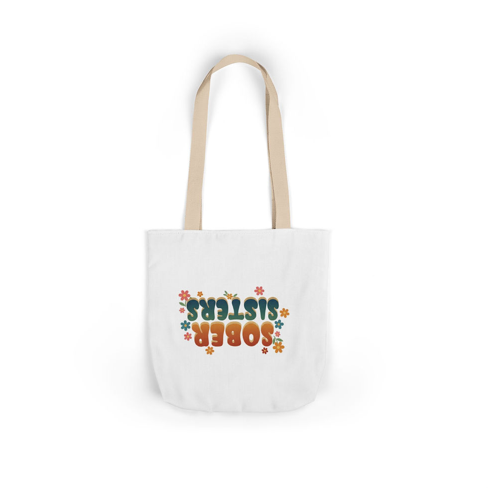 Thumbnail: Sober Sisters Canvas Tote — Retro Floral Recovery Bag