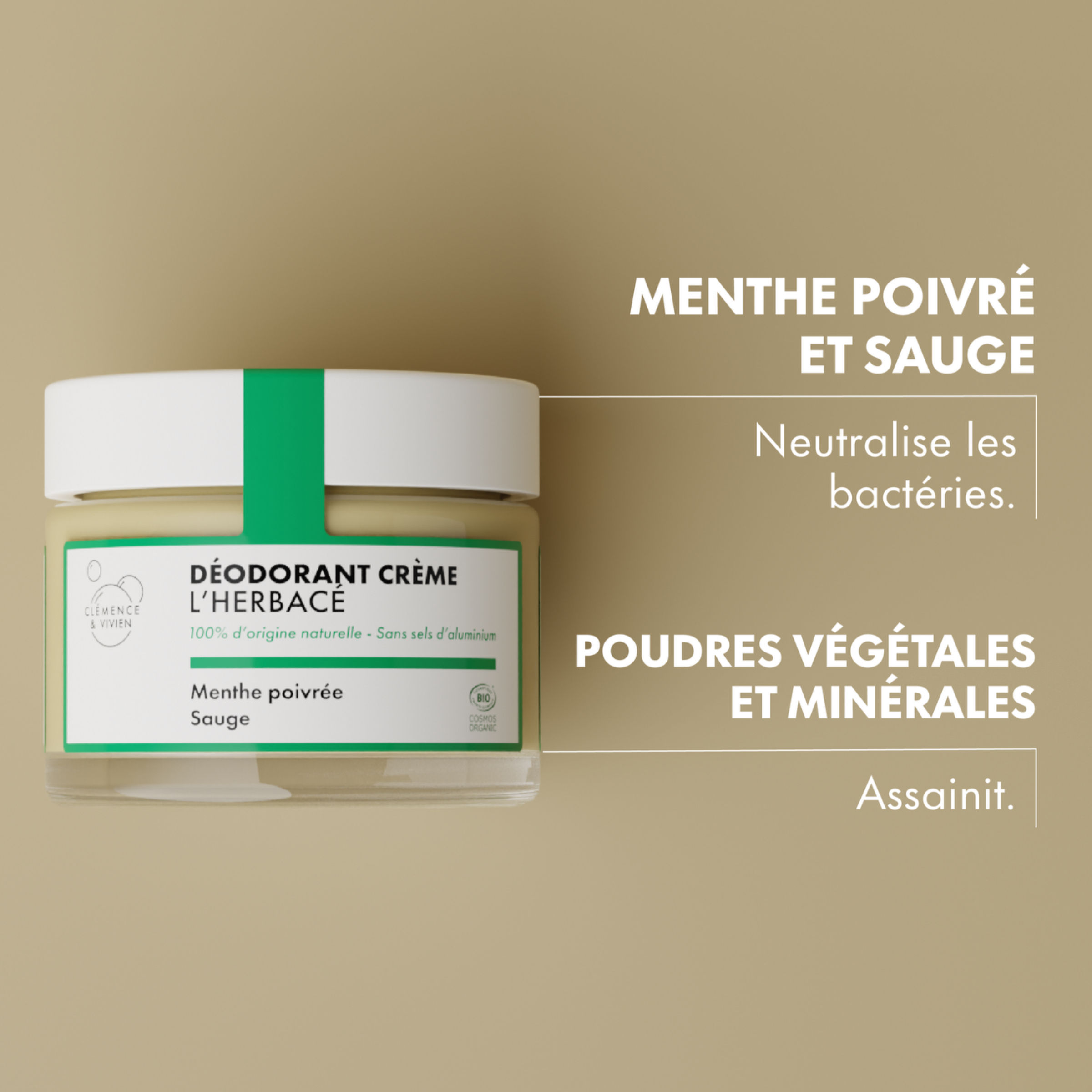 Déodorant baume bio - l'herbacé - Clémence & Vivien
