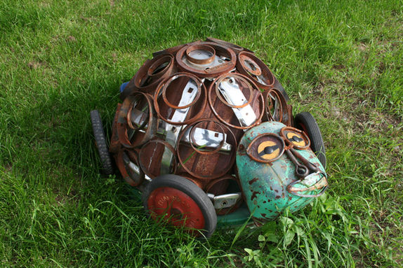 Turtle sculpture, metal turtle sculpture, scrap metal sculpture, turtle art