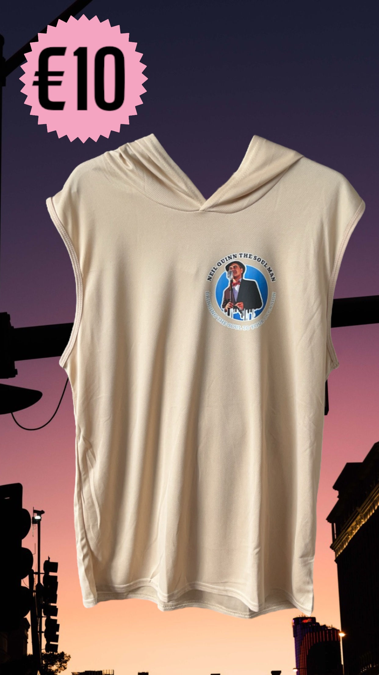 Cream Light Soul Man Sleeveless Hoodie.