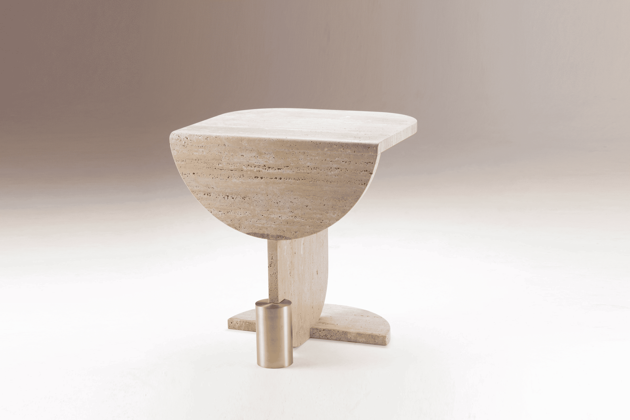 Playing Games Travertine Side Table