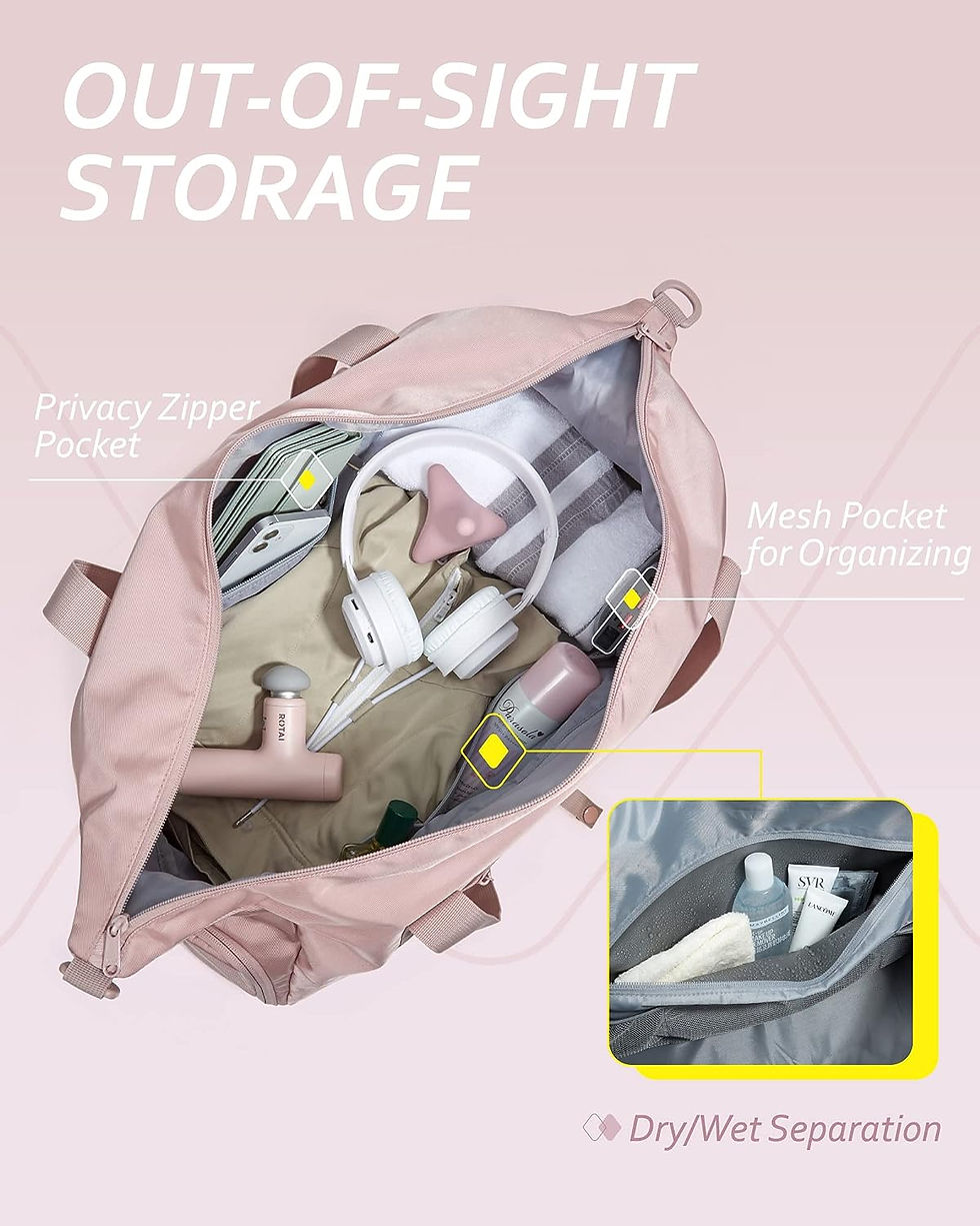 Thumbnail: Gym Bag for Women, BAGSMART Sports Travel Duffel Bag With Shoe Compartment & We