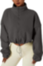 Thumbnail: QINSEN Women's Full Zip Fleece Short Jacket Warm Winter Long Sleeve Stand Colla