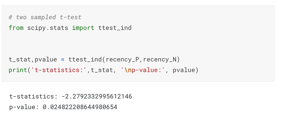 t-test in python