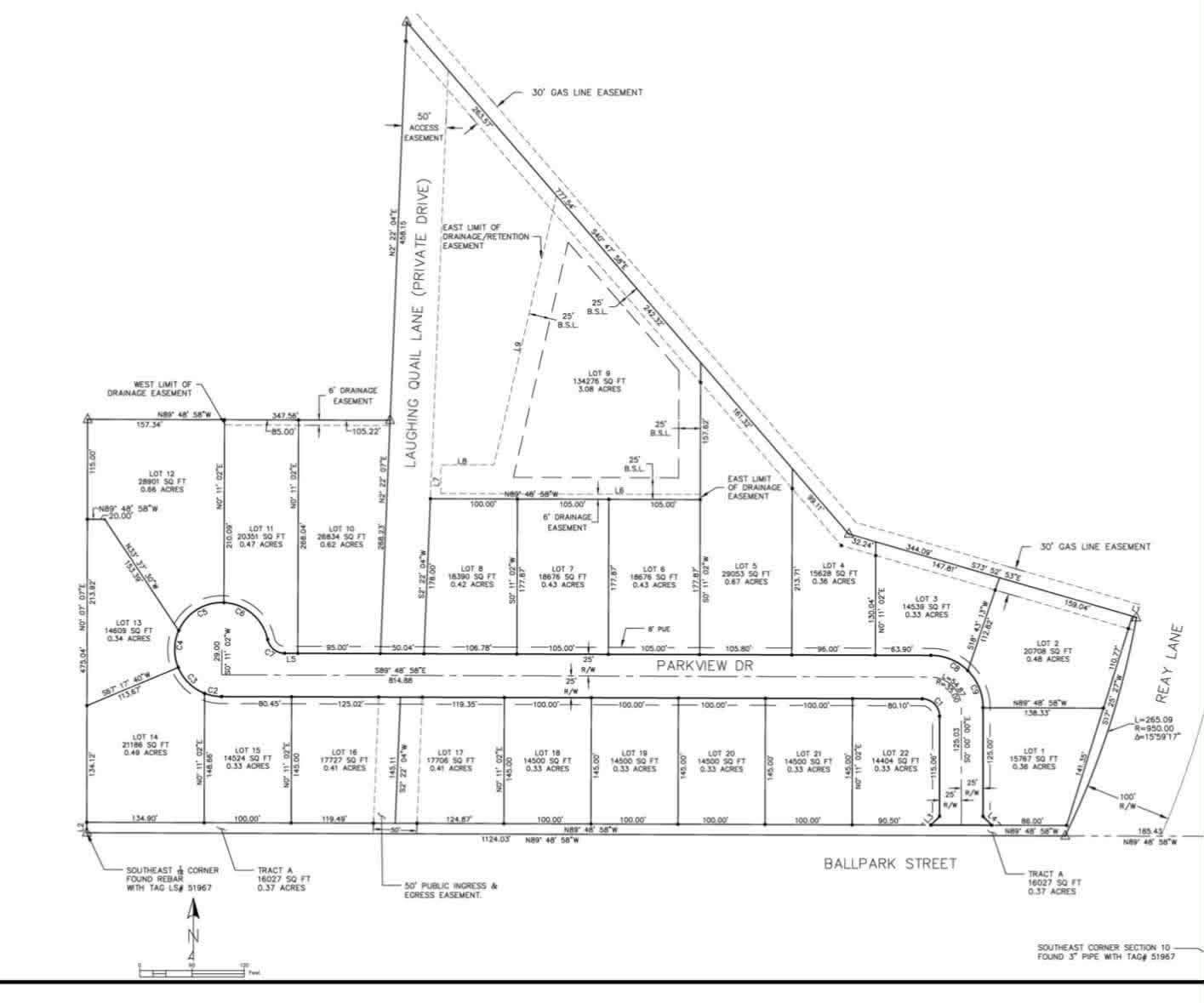 Ballpark Estates Subdivision Plat Map - Detailed view of available residential lots in Thatcher, AZ