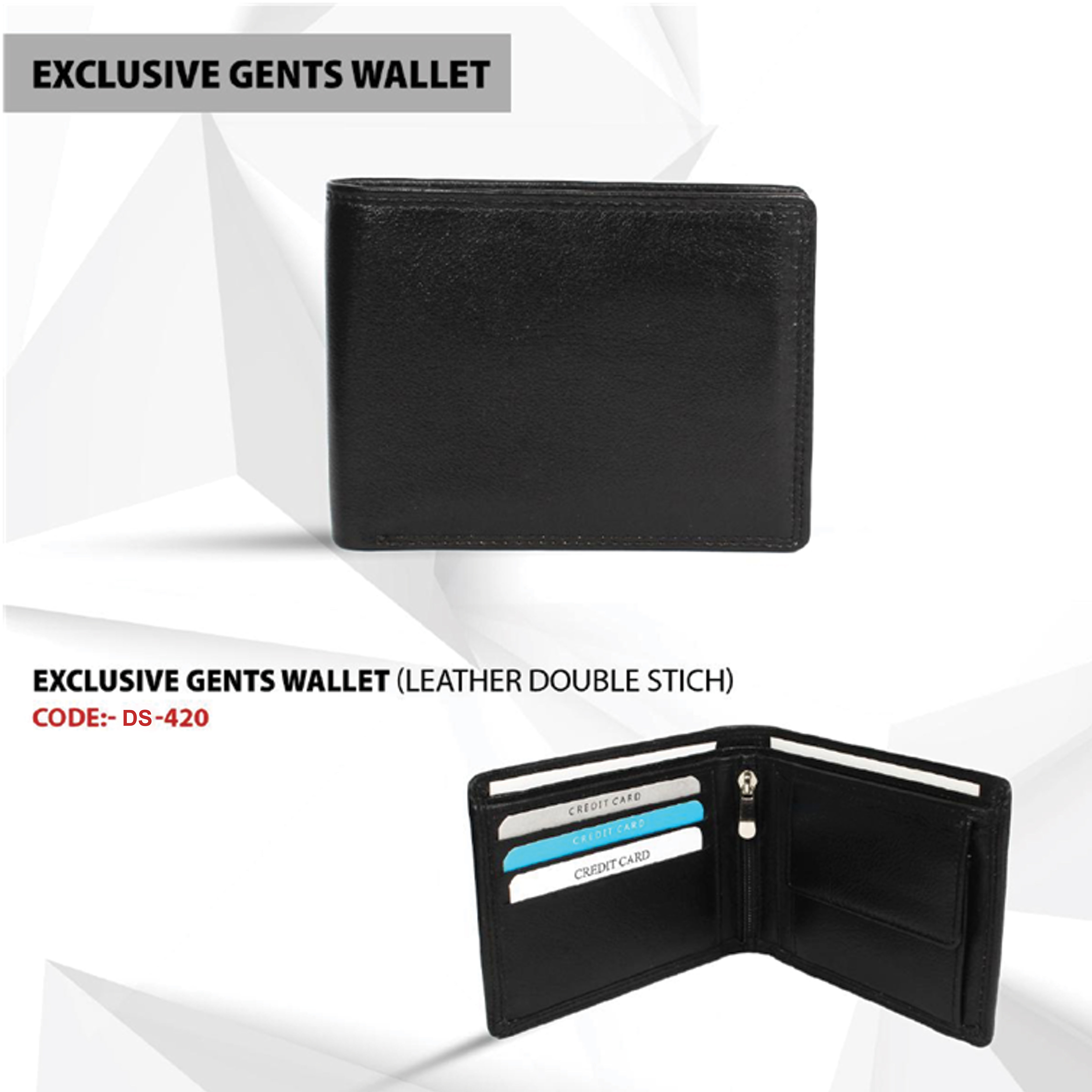 Gents Wallet (Leather Double Stich)