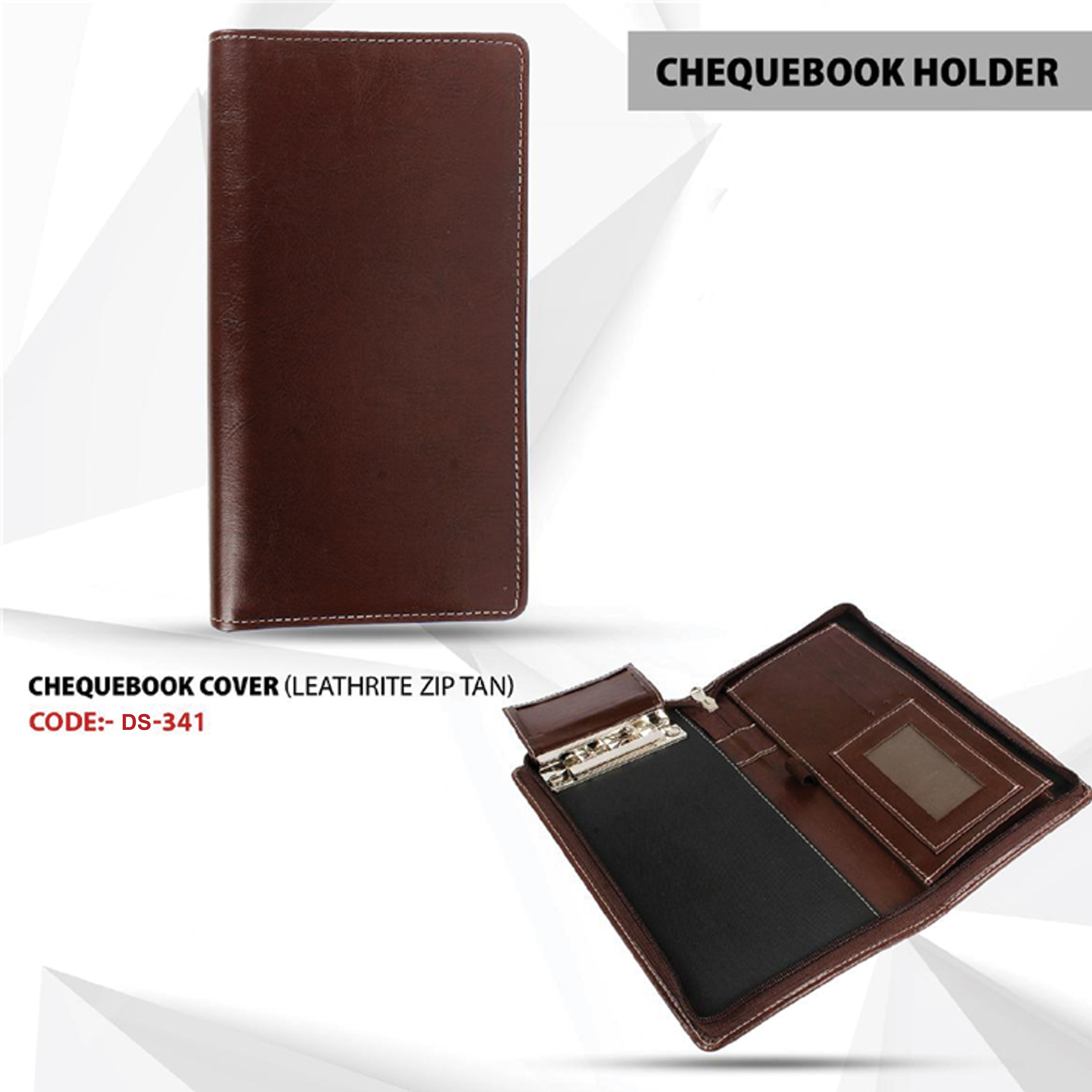 Cheque Book (Leatherite Zip Tan)