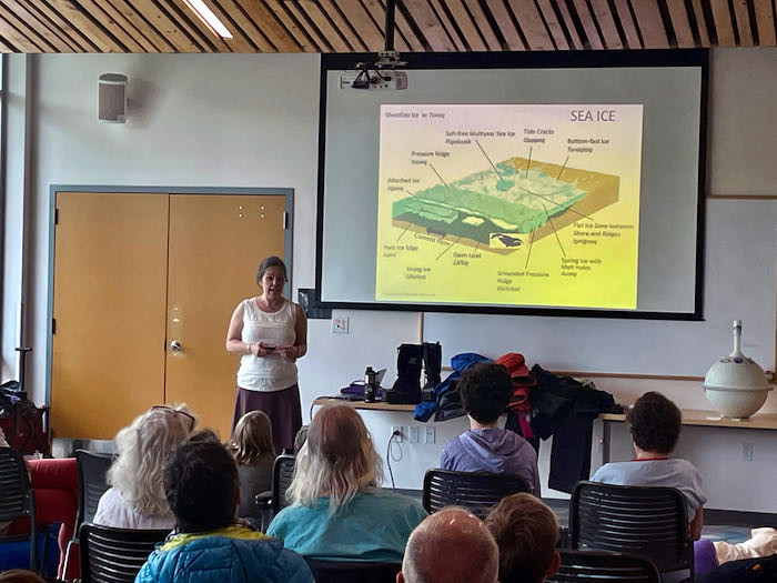Sarah R. Johnson presenting Real-Time Science: Observing Arctic Weather and Sea Ice at the Carbondale Branch Library in Carbondale, Colorado.