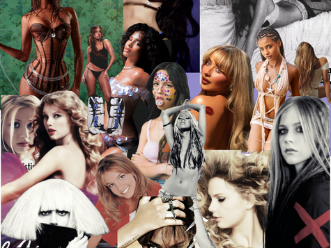Collage of early 2000s female popstars and current female popstars
