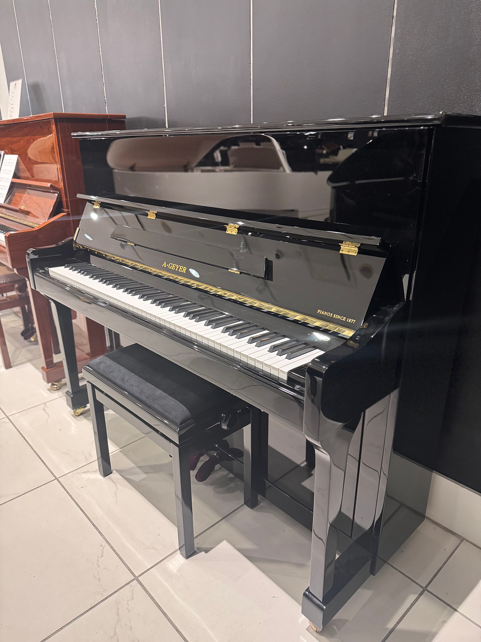 Thumbnail: A. Geyer GU-123 Studio Upright Piano [NEW] | Ebony Polish