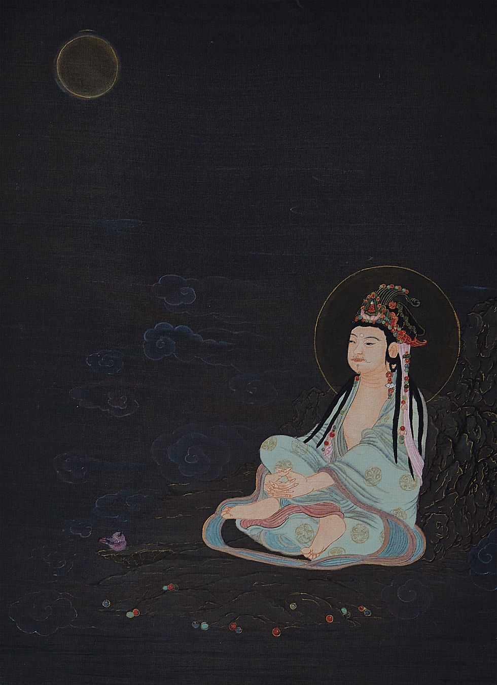 달빛아래. 비단에 채색. 45.5 x 33㎝. 2020