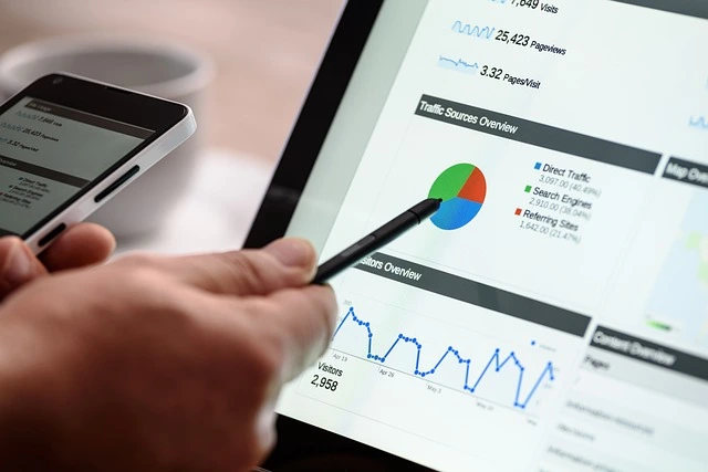 gráfico de ventas en una tablet