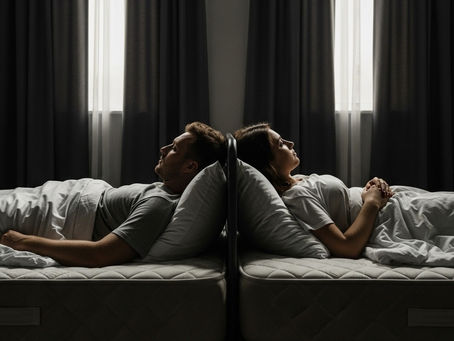 a couple disconnected in the bedroom due to the pressures of sexual performance