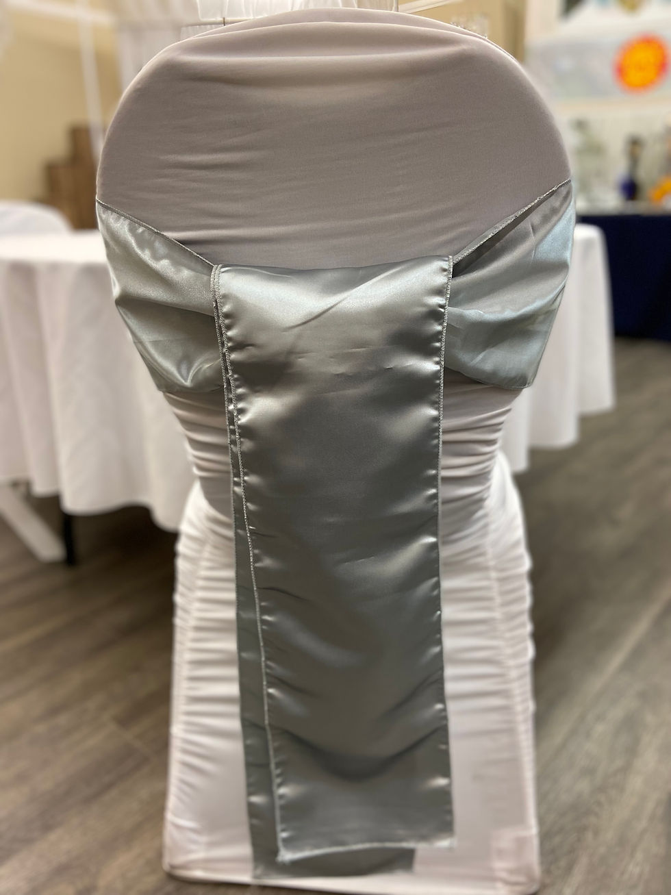 Silver satin sash