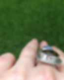 Thumbnail: Rare Green Amber and  Rose Cut Lavender Chalcedony Sterling Silver Ring