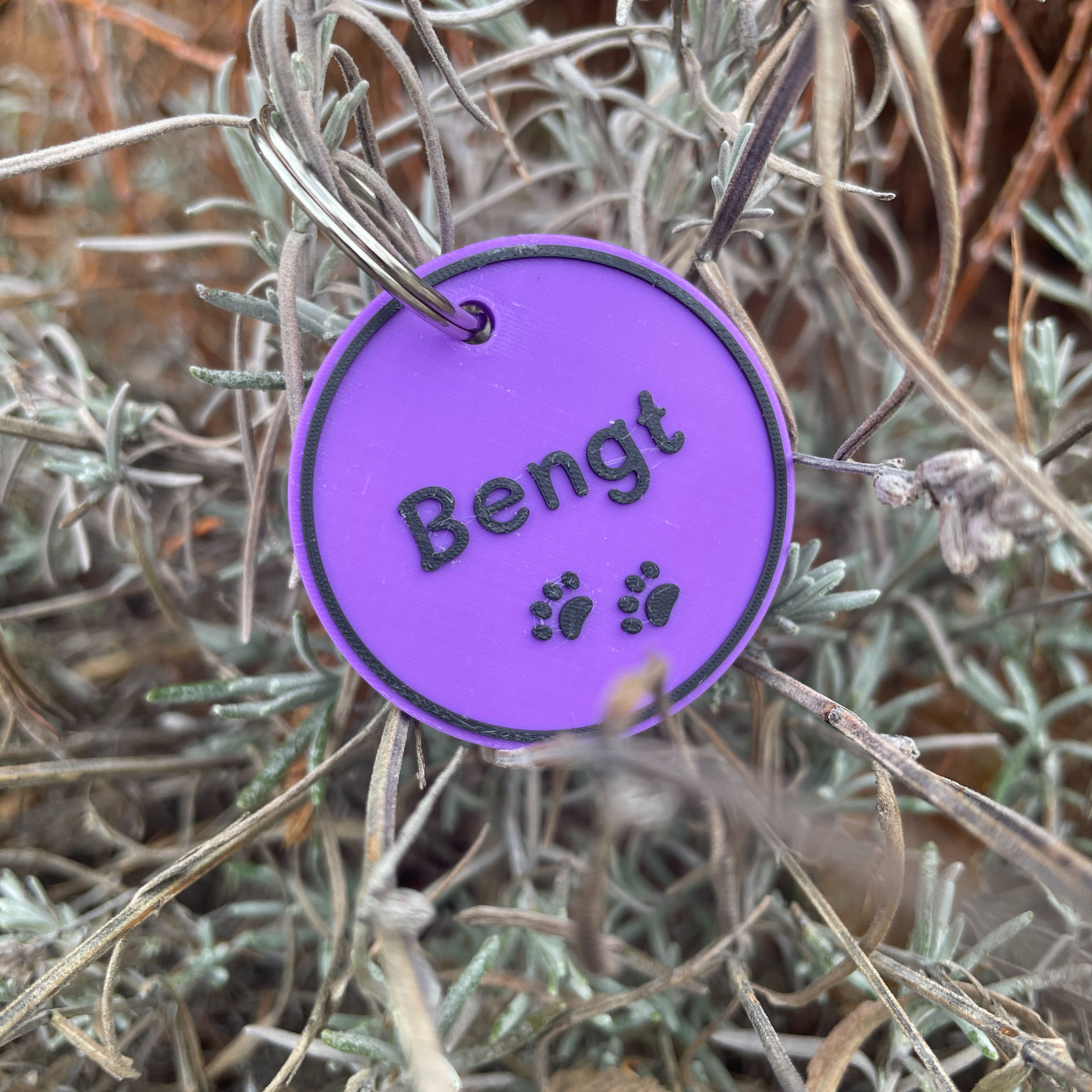 Namnbricka Hund och Katt Rund Stor 1 rad