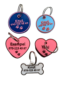 Namnbrickor till husdjur med text