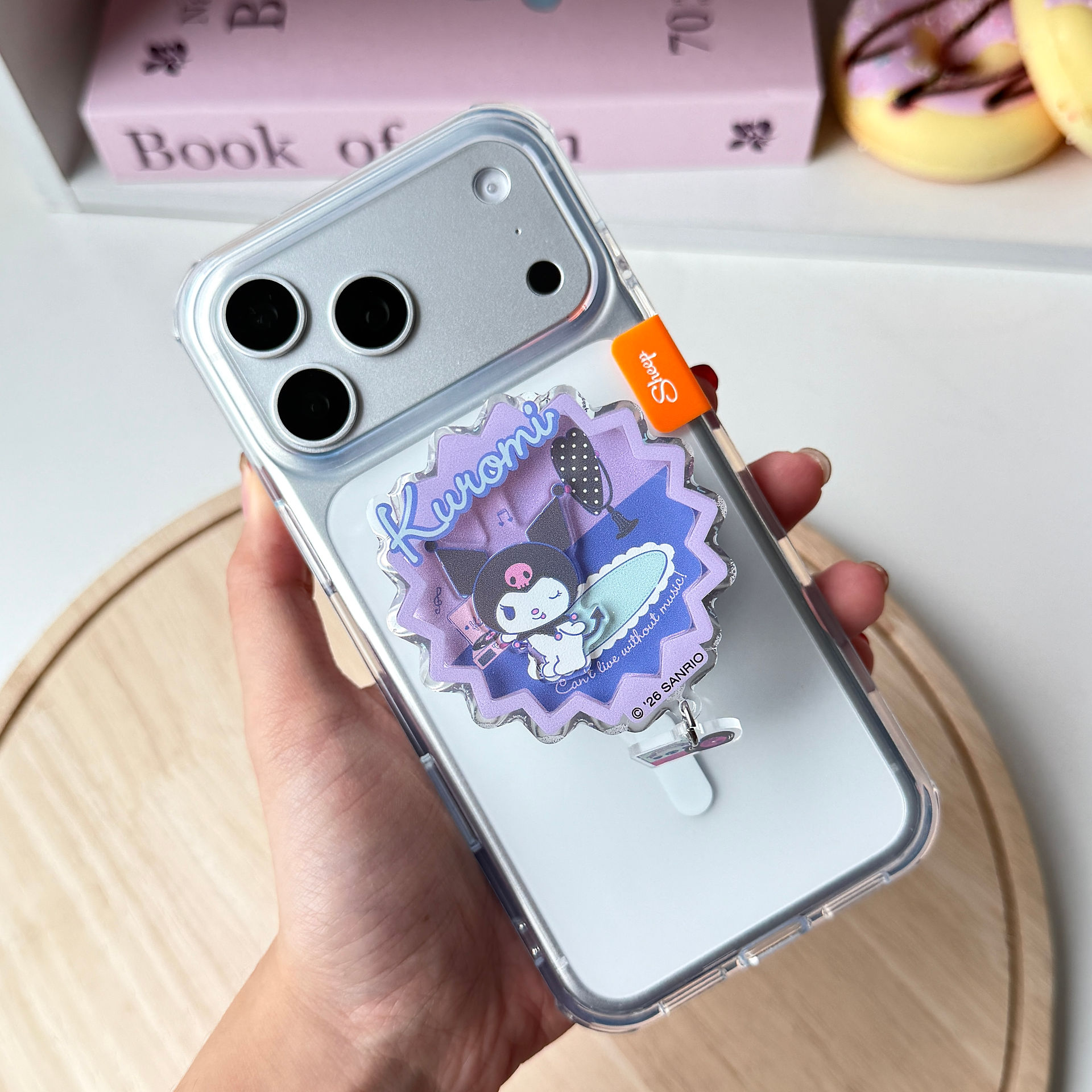 Kuromi คุโรมิ Sanrio ซานริโอ้  PhoneGrip Swing Griptok กระจก แม่เหล็กแน่น สีม่วงดำ Baku เคส Case Magsafe 