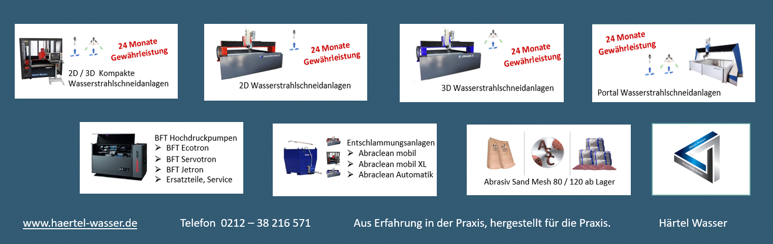 Maschinenprogramm Härtel Wasser Wasserstrahlschneiden
