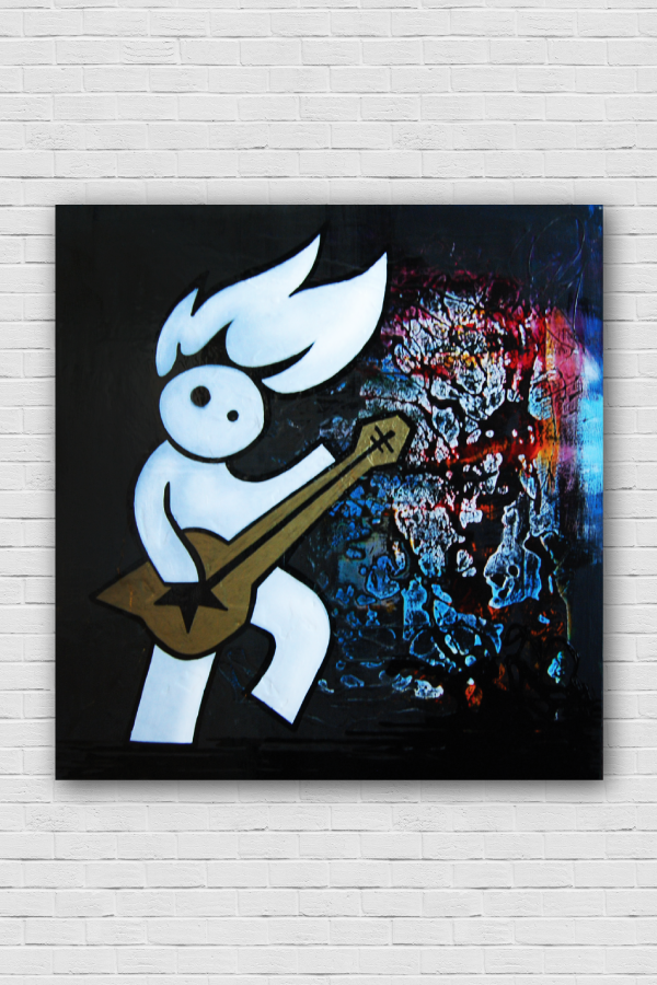 original rocker icon player guitar on a dark drippy background