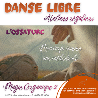 21 MAI et 22 MAI : ATELIER - L'OSSATURE, MON CORPS COMME UNE CATHEDRALE (MAGIE ORGANIQUE 2)
