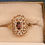 Thumbnail: 18K H.G.E. Gold Band Ring with Reddish Purple Rhinestone