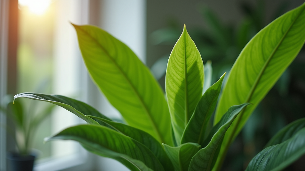 Close-up view of a vibrant green indoor plant