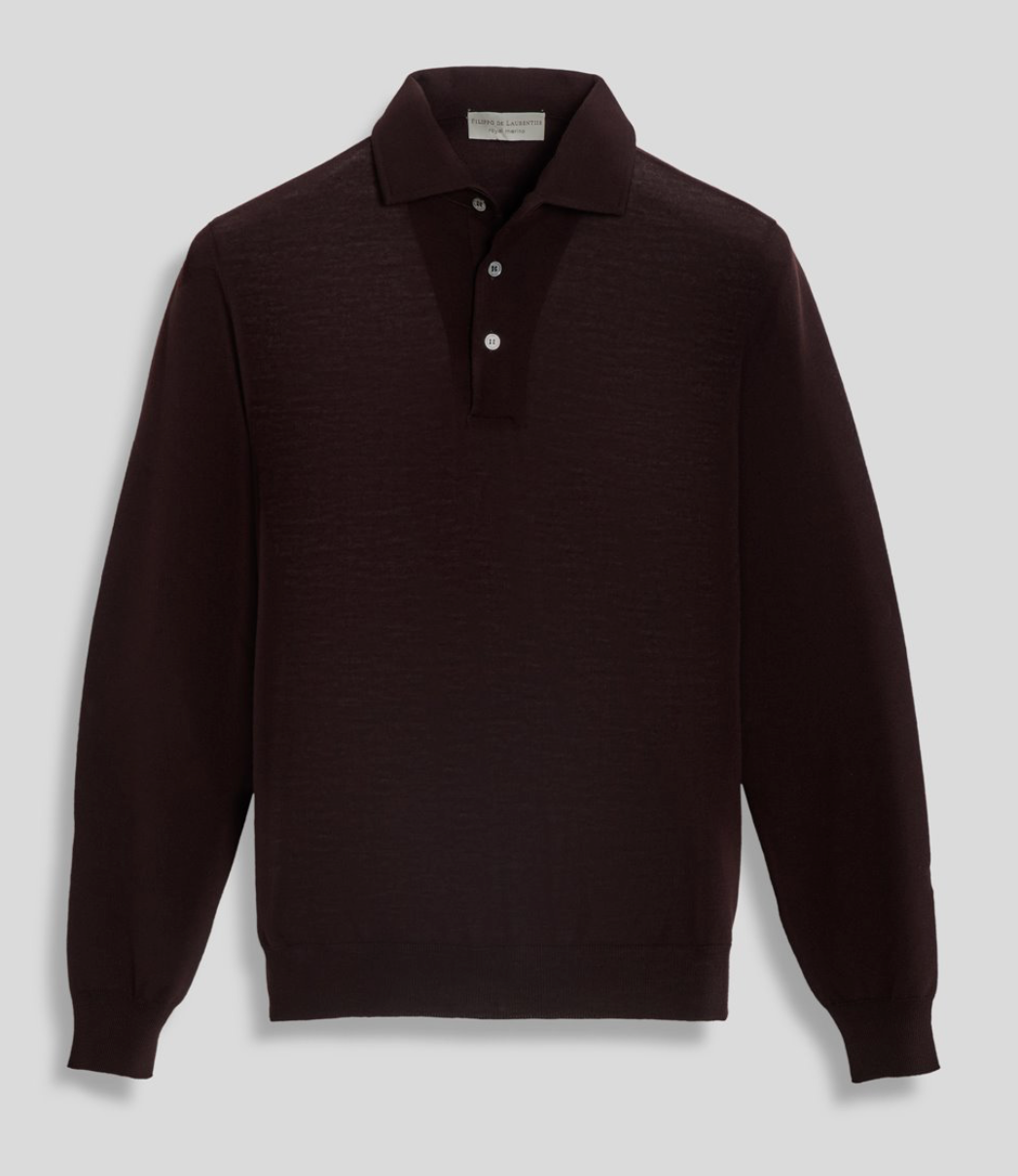 FILIPPO DE LAURENTIIS MERINO POLO L/S BROWN