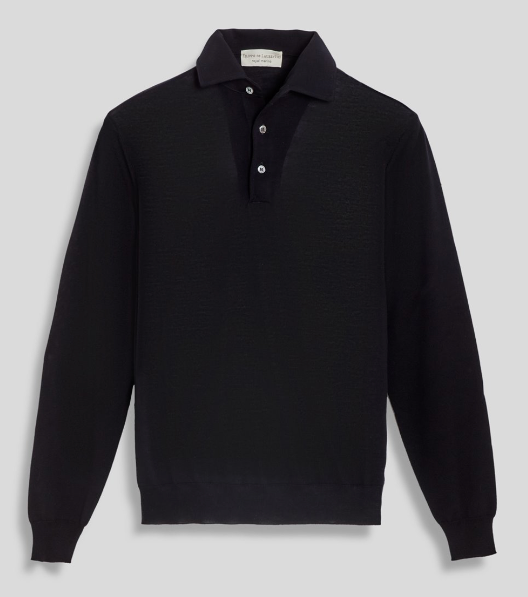 FILIPPO DE LAURENTIIS MERINO POLO L/S BLACK