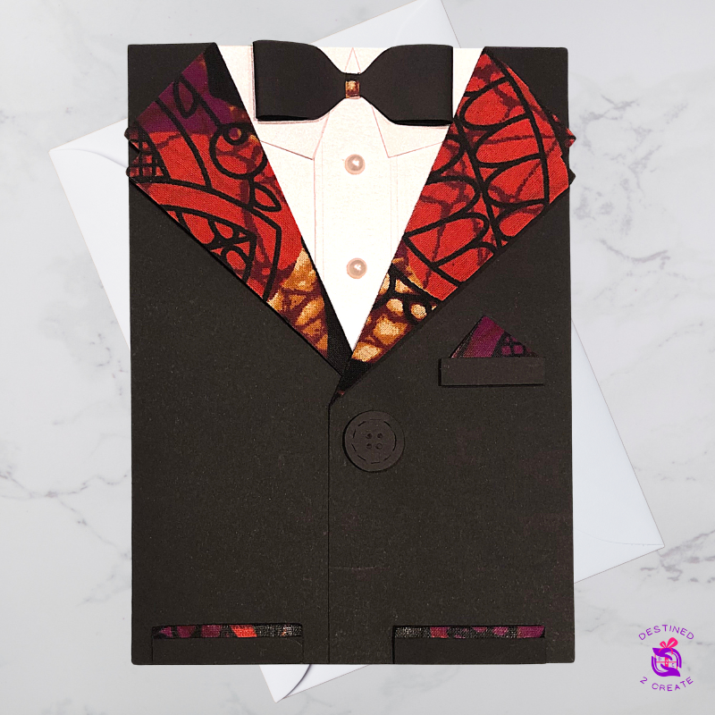 Tuxedo - Handmade African Inspired Tuxedo Birthday Card