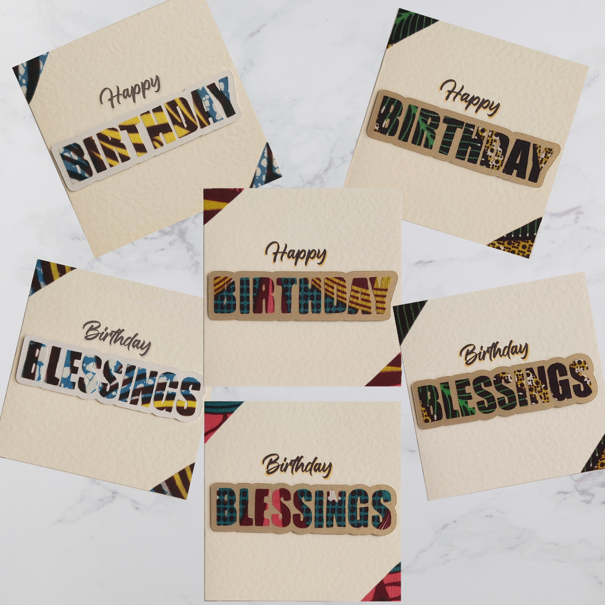 6-Pack Handmade Birthday Cards | African Fabric