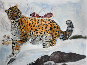 Amur leopard, gouache on paper, reference from photo by Valeriy Maleev