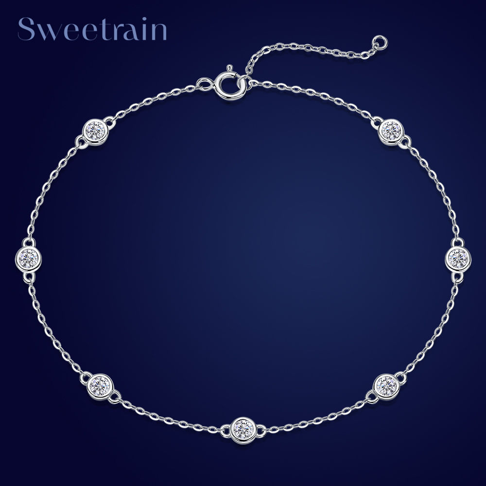 3mm Bubble Moissanite Bracelets for Women Certified Original 18k Gold Plated 925
