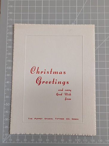 Christmas greeting card from The Puppet Studio, Tiptree