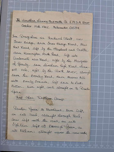 E.N.S.A. tour diary of the Jonathan Laurey Marionette Company — October 1942