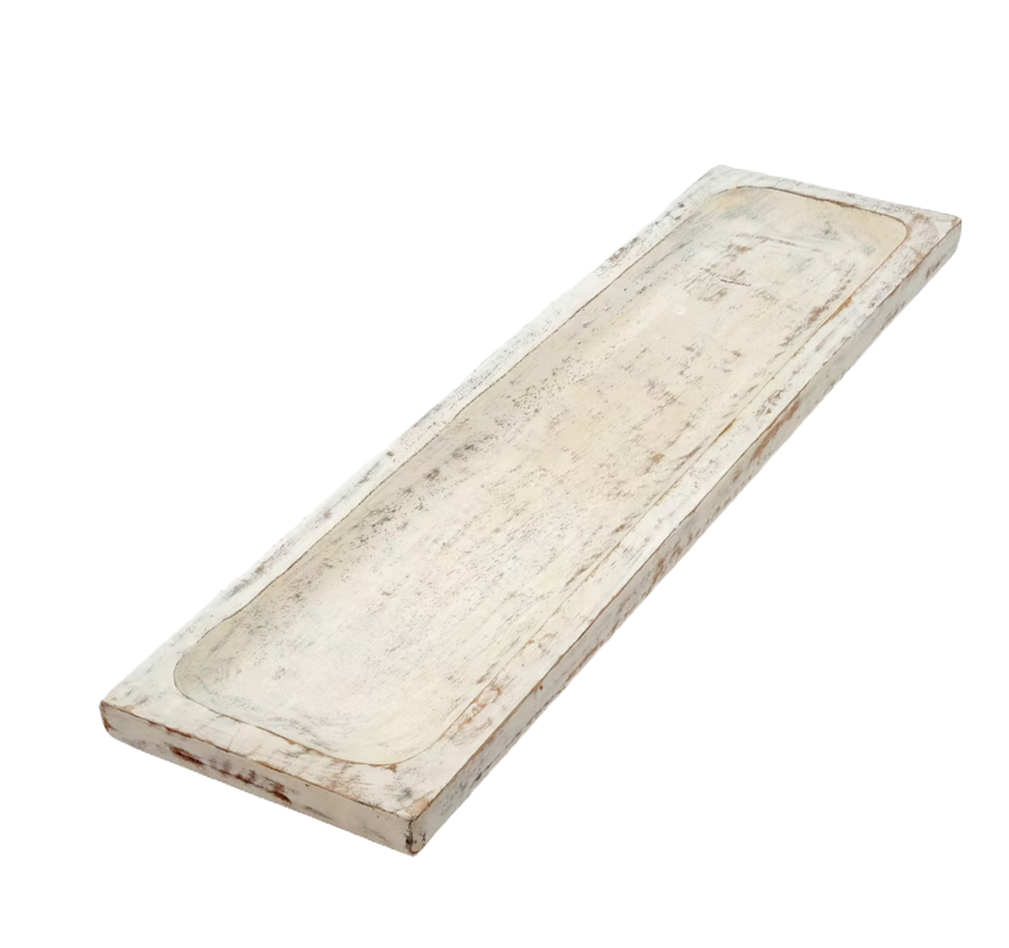 Whitewashed Wooden Tray