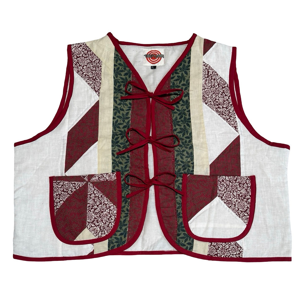 Thumbnail: Geometric Red & Green Quilted Vest Reworks