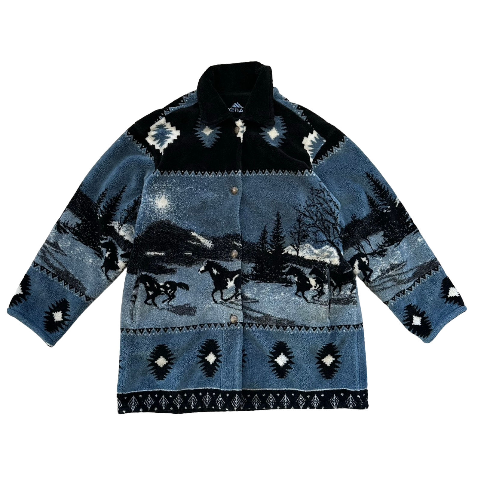 90s Denali Wild Horses x Aztec All-Over XL Western Fleece
