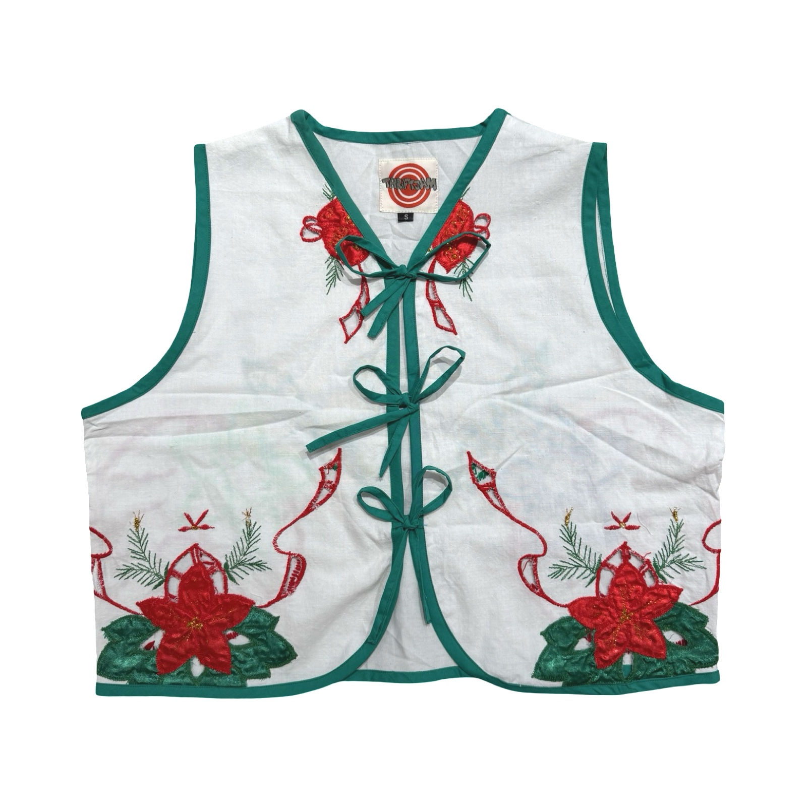 Holiday Berry Small Linen Tie Top Rework