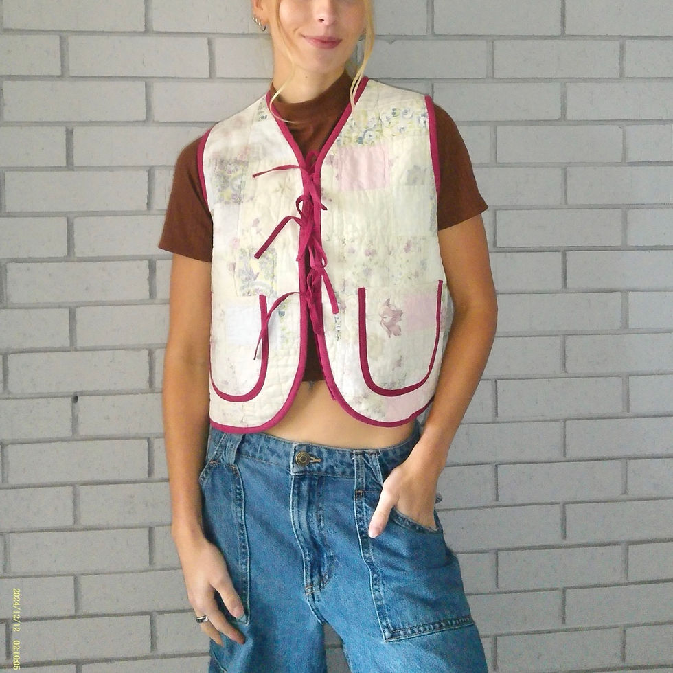 Thumbnail: Light Spring Florals Quilted Vest Reworks